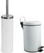 MSV Toiletborstel in houder/pedaalemmer set Napoli - metaal - wit