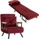 Canapé-lit 3 en 1 capitonné avec dossier inclinable 5 positions et coussin, 63 x 73 x 81 cm, rouge bordeaux