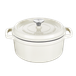 COOKER KING Chuanjia cocotte en fonte émaillée, robuste, chauffe uniforme, maintien de la chaleur longue, ustensile de cuisson, blanc amande, 24 cm