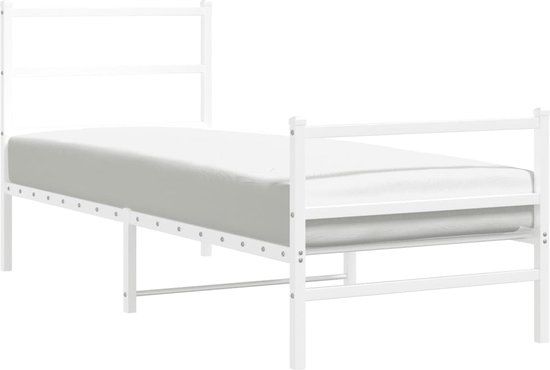 vidaXL Bedframe met hoofd- en voeteneinde metaal wit 80x200 cm