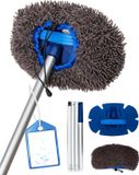 Set de housses professionnelles pour brosses de lavage de voiture 21x28cm (700 GSM) - Incluant manche télescopique et tête pivotante à 180°