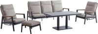 AVH-Collectie Alzano stoel bank loungeset 5-delig verstelbaar zand rope aluminium antraciet