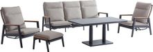 AVH-Collectie Alzano stoel bank loungeset 5-delig verstelbaar zand rope aluminium antraciet