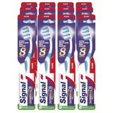 SIGNAL - Integral 8 tandenborstel volledige verzorging – 100% bewezen anti-plaque werking – verpakking met 75% gerecyclede materialen – hard (12 tandenborstels), willekeurige kleur