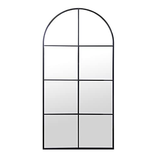 DRW Wandspiegel - metaal - zwart - 80 x 160 cm