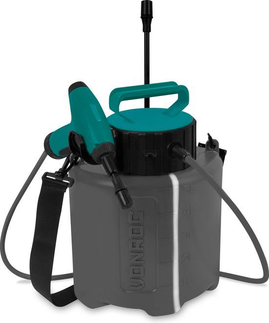 VONROC Accu Drukspuit 5 Liter - Elektrisch - 2 Jaar Garantie - 5L - Incl. 2 Spuitlansen, Schouderband & USB Laadkabel