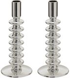 Atmosphera Kandelaar van Glas - Zilver - 2 stuks