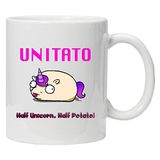 Acen Geïnspireerd 'Unitato Eenhoorn Half Aardappel-Grappige Mok 11oz Keramisch, Wit, 9 x 9 x 9 cm