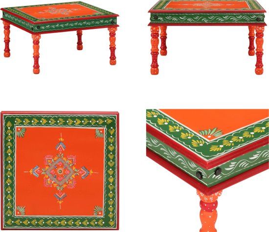 vidaXL Salontafel handbeschilderd massief mangohout oranje