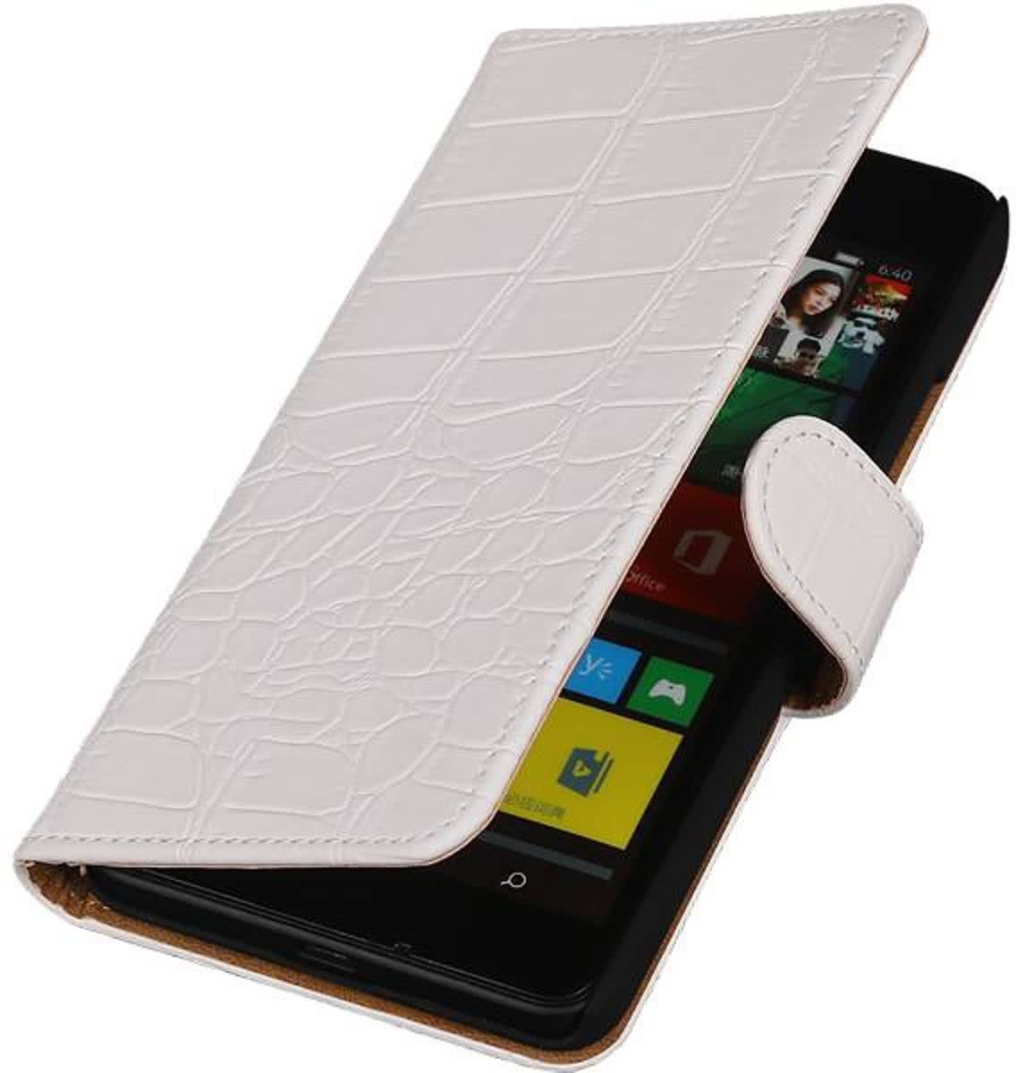 Best Cases Nokia Lumia 625 Hoesje - Wit Krokodil - Book Case Wallet Cover Hoes Nokia Lumia 625 booktype bookstyle hoesje ter bescherming van uw telefoon
