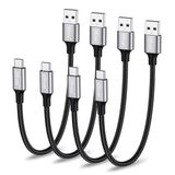 USB naar Type-C kabel Specificaties USB 2.0 rechte stekker gevlochten nylon mantel 0,2 m verpakking van 4