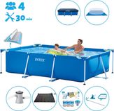 Intex Rechthoekig Frame Zwembad - 260 x 160 x 65 cm - Blauw - Inclusief Accessoires