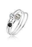 Elli - Ring - Dames Stapelen Set van 3 Elegant met Kristallen in 925 Sterling Zilver - Dames