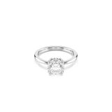 Swarovski Stilla cocktailring, Ronde slijpvorm, Wit, Zilverkleurige afwerking