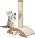Relaxdays Krabpaal met krabplank - 52 x 42 x 22 cm - Bruin