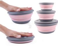 LMOOON Set van 3 voedselcontainers, stapelbaar voor keukenopslag en -organisatie, vaatwasserbestendig, roze (300 ml + 600 ml + 1000 ml)