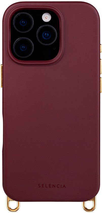 Selencia Rivièra MagSafe Backcover met afneembare haakjes voor de Apple iPhone 16 Pro Max - Bold Burgundy