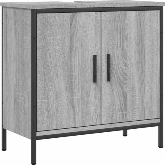 vidaXL Wastafelkast - 60x30x60 cm - Bewerkt Hout - Grijs Sonoma Eikenkleurig