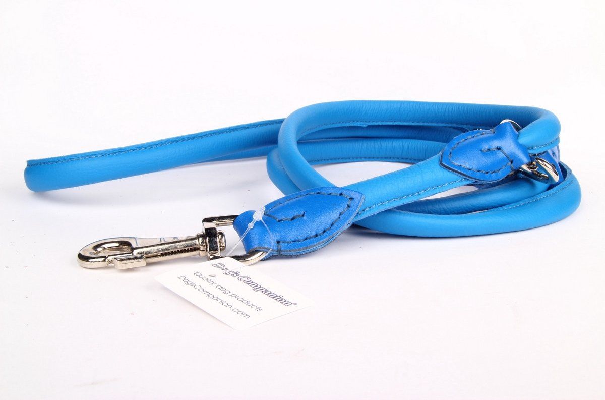 Dog's Companion Leren Hondenriem - Politielijn - 220 cm x 12 mm - Blauw