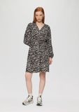 QS s.Oliver QS Jurk met dierenprint en lange mouwen - Zwart - Maat 38