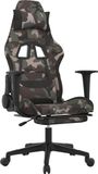 vidaXL Gaming stoel met massagefunctie en voetsteun, zwart, camouflageprint, stof