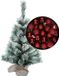 Merkloos / Sans marque Billiet - Vanlaere Besneeuwde mini kerstboom 35 cm met kerstballen donkerrood
