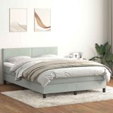 vidaXL Boxspring met matras fluweel lichtgrijs 160x210 cm