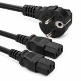 Allteq - Schuko naar 2x C13 apparaatsnoer - 5 meter - Zwart