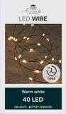 Anna's Collection Draadverlichting lichtsnoer - 40 led lampjes - warm wit - 200 cm - op batterij