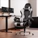 GTPLAYER Gamingstoel Ergonomische met Volledige Ondersteuning voor Hoofd, Lenden en Voeten, PU-Wit