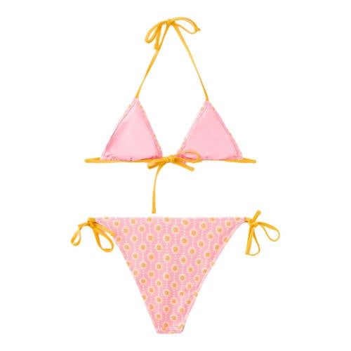 MANGO TEEN halterbikini met print roze/geel