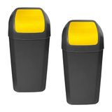 Set WELL HOME MOBILIARIO & DECORACIÓN Set van 2 emmers - afvalemmer met kanteldeksel, 15 l/u, geel