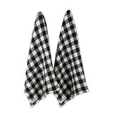 DII Gewassen wafel weave collectie, vaatdoek set, 18x28, zwart geruit, 2-delig