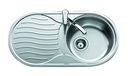 TEKA Évier et égouttoir en acier inoxydable 18/10, bonde à panier 3 ½ pouce, profondeur cuve 160 mm, meuble 45 cm, modèle DR 80 1C 1E