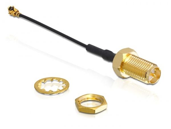 DeLOCK WLAN SMA Antenna Cable - 5cm - Zwart