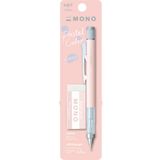 Tombow MONO Graph en MONO gum, 0,5 mm, koraalroze, precisie met 4 mm punt, innovatief schudmechanisme, stabielere messing tang, navulbaar, incl. gum [SH-MG84-PE04A]
