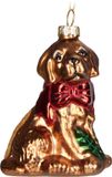BRUBAKER Golden Retriever met Rode Strik Kerstbal van Glas
