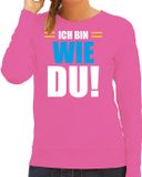 Bellatio Decorations Apres ski sweater/trui voor dames - ich bin wie du - roze - wintersport - skien L