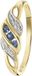 Lucardi Dames Ring met saffier en diamant 0,11ct - Ring - Cadeau - 14 Karaat Goud - Geelgoud