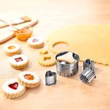 Zenker Patisserie Linzer koekjessnijders Set van 4 RVS Zilver 5,5 cm