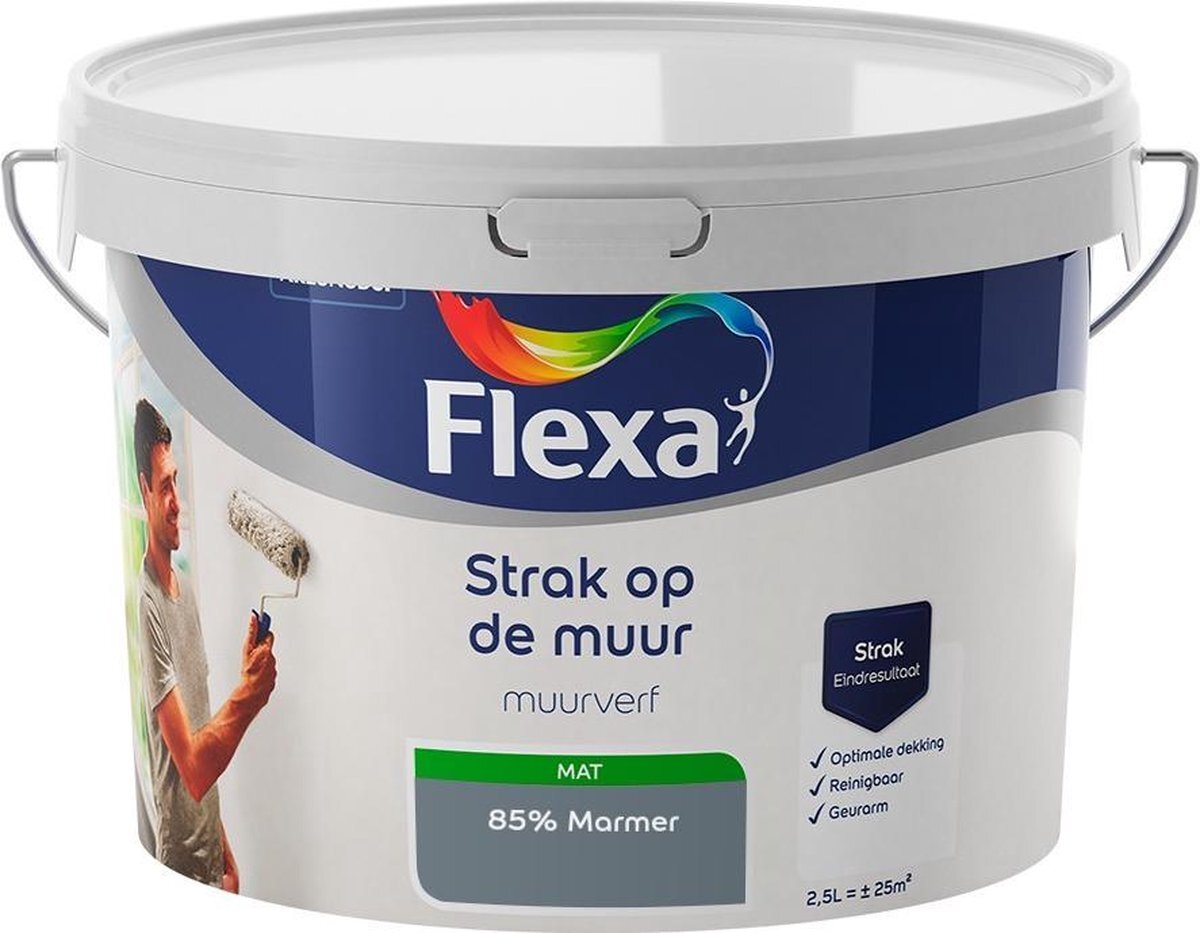 FLEXA Strak op de muur - Muurverf - Mengcollectie - 85% Marmer - 2,5 liter