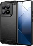 Techsuit Carbon Silicone Back Cover hoesje voor Xiaomi 14T - Zwart