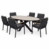 AVH-Collectie Salvador Costa Rica dining tuinset 220x115xH75 cm 7 delig antraciet polywood