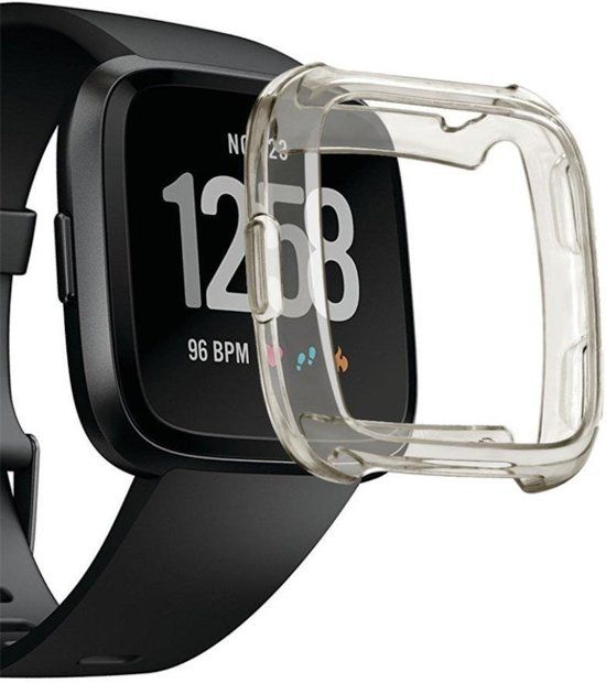 iCall Fitbit Versa Hoesje Transparant Zwart TPU Siliconen Soft Gel Case - 8719752018516