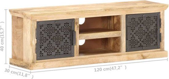 vidaXL Tv-meubel met stalen deuren 120x30x40 cm massief mangohout