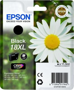 Epson T1811 Zwarte inktcartridge - Hoog (XL) rendement - Pigment-based ink - Compatibel met Epson XP-30 / XP-102 / XP-202 / XP-205 / XP-302 / XP-305 / XP-402 / XP-405