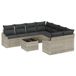 vidaXL Canapé avec coussins, 9 pièces, gris clair, polyrotin