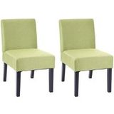 HWC-F61 Set van 2 eetkamerstoelen, loungestoel, stof/textiel, groen