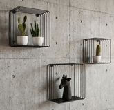 Merkloos / Sans marque Galeara brands b.v. Wandrek Zwart – Wandplank Zwart – Set Van 3 Wandrekken – Metalen Wandrek Industrieel – Zwarte Wandplanken