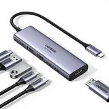 Ugreen USB-C Hub 6-in-1 HDMI - 2x USB-A 3.2 - 2x USB-C 3.2 - PD Docking Dock Grijs